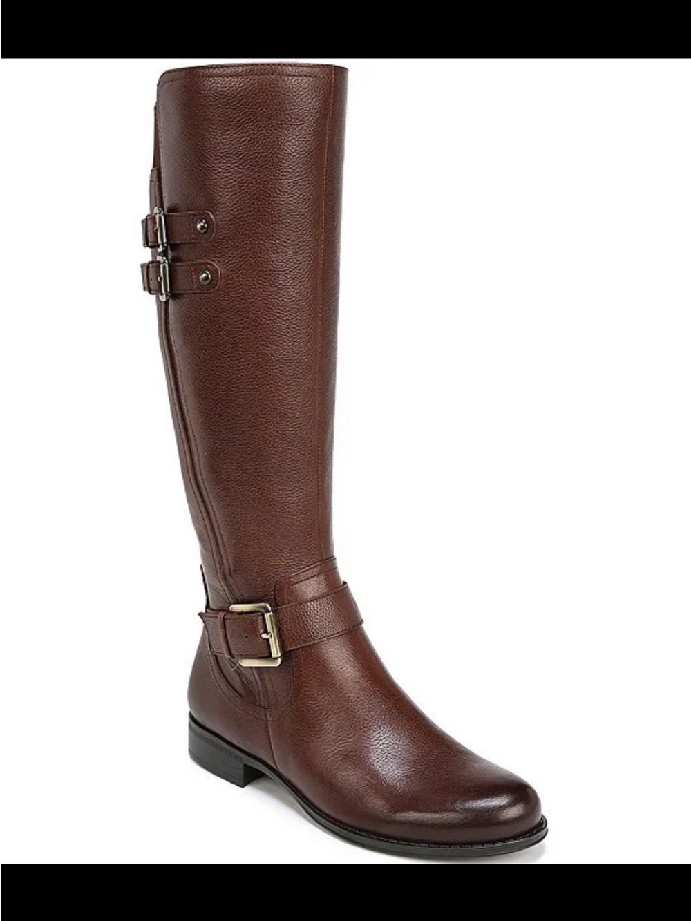 Naturalizer Brown Tall Riding Boots with Buckle Accents